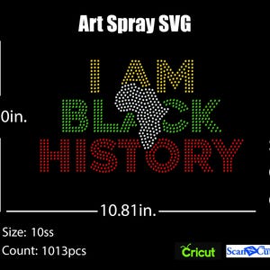 I Am Black geschiedenis strass sjabloon SVG | DXF | Cricut, silhouet | (1135)