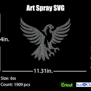 Eagle strass-sjabloon SVG | DXF | Cricut, silhouet | (1129)