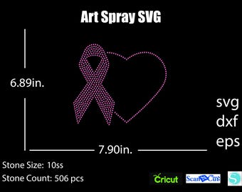 Może przedstawiać: Różowy wzór wstążki i serca z dżetów na czarnym tle. Obraz zawiera tekst "Art Spray SVG" oraz wymiary 17,5 cm na 20,07 cm. Projekt składa się z 506 kamieni.