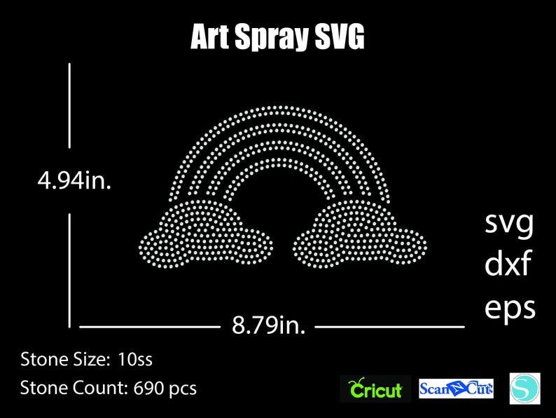 Rainbow and Cloud Rhinestone Template SVG | DXF | Cricut, Silhouette ...