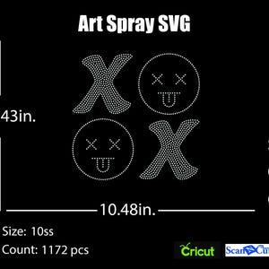 Xoxo-strass-sjabloon SVG | DXF | Cricut, silhouet | (1147)