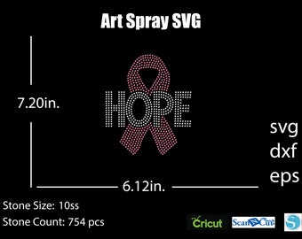 Cancer Hope Ribbon Rhinestone template SVG | DXF | Cricut, Silhouette | (1084)