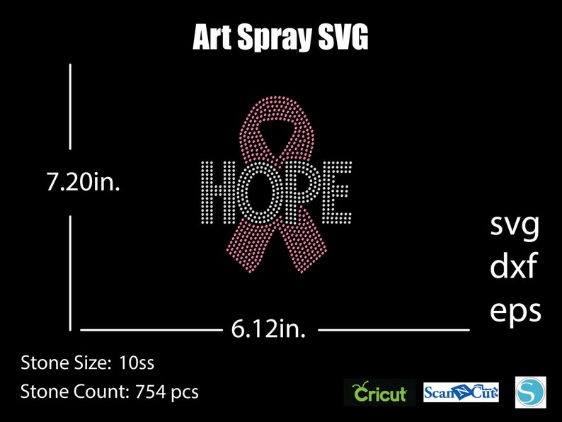 Cancer Hope Ribbon Rhinestone Template SVG | DXF | Cricut, Silhouette ...