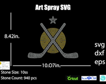 Plantilla de diamantes de imitación con el logotipo de hockey SVG/DXF/Cricut, Silhouette/(1197)