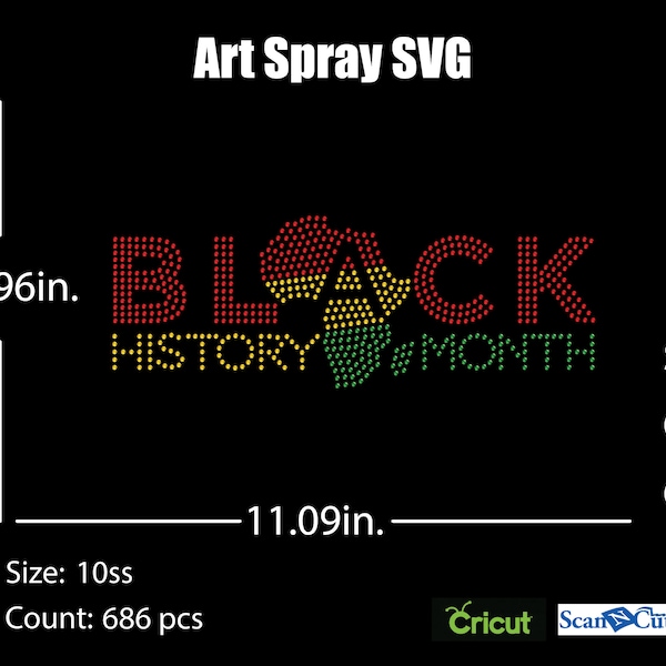 Black history Month Rhinestone template SVG | DXF | Cricut, Silhouette | (1040)