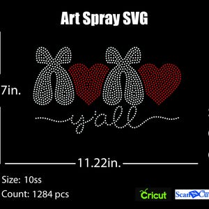 Xoxo Y'all Strass Vorlage SVG | DXF | Cricut, Scherenschnitt | (1141)