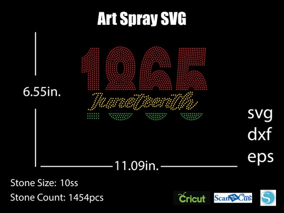 Juneteenth 1865 Rhinestone template SVG | DXF | Cricut, Silhouette | (1049)