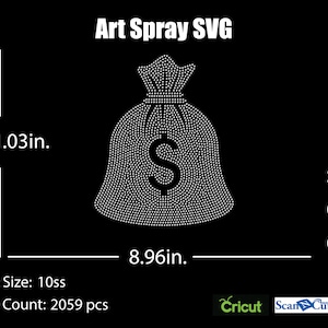 Modello di strass borsa soldi SVG / DXF / Cricut, Silhouette / (1006)