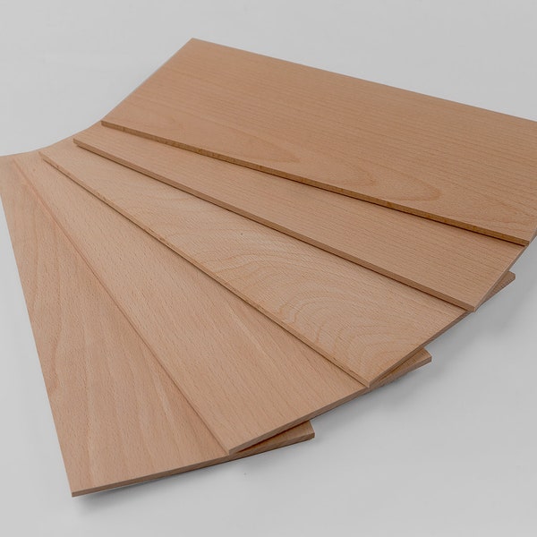 Placage bois véritable en hêtre - placage épais - lot de 5 - 5/140/330 mm
