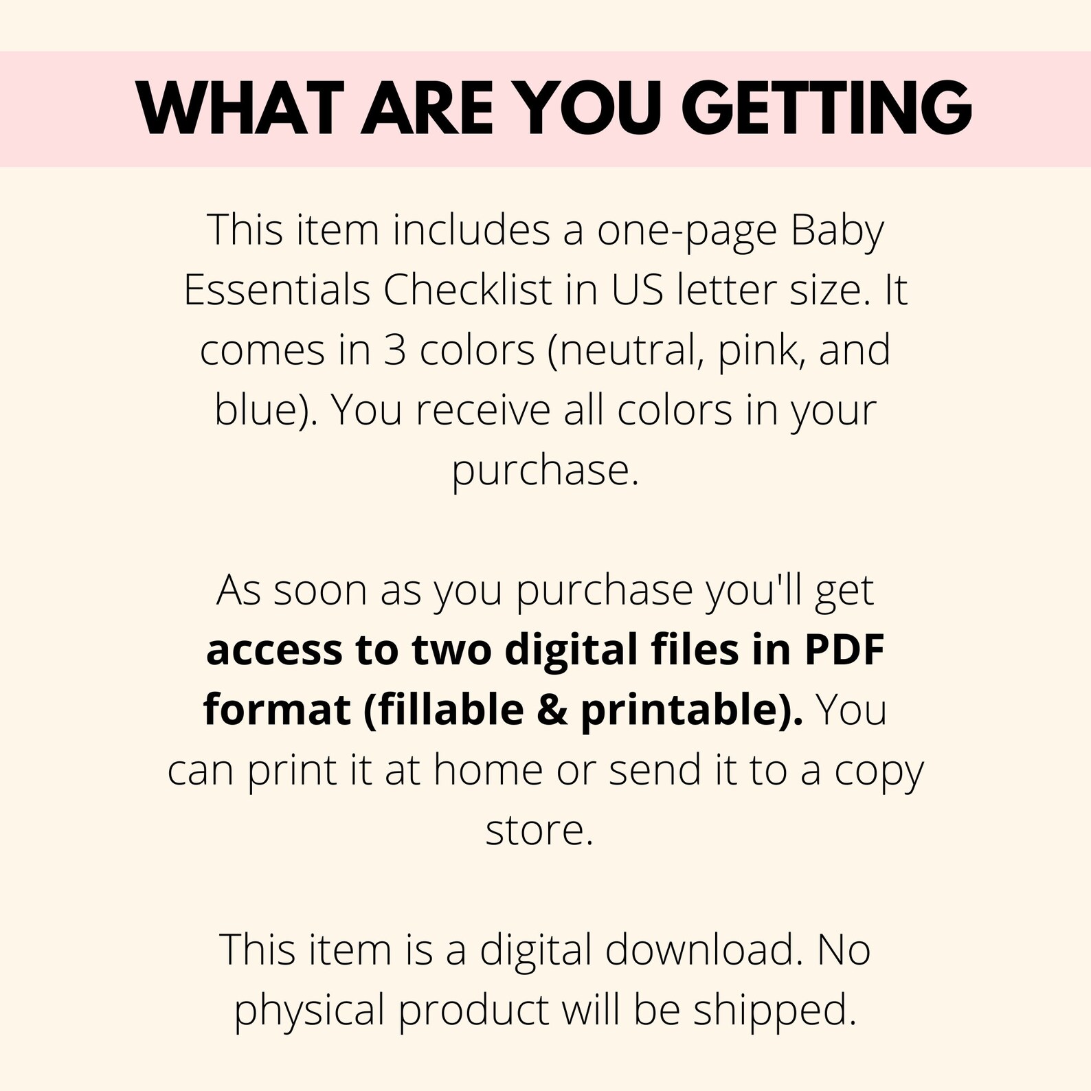 Queen Baby Checklist.pdf Baby Essentials Checklist Printable & Fillable PDF, Newborn Baby ...