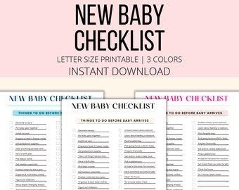 New Baby Checklist Printable, Things To Do Before Newborn Baby Arrives, New Mom Planner, Pregnancy Planner Checklist Digital Download PDF