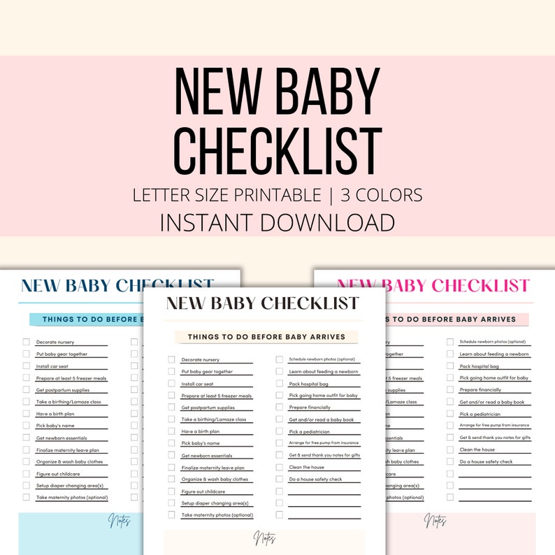 New Baby Checklist Printable, Things To Do Before Newborn Baby Arrives, New Mom Planner, Pregnancy Planner Checklist Digital Download PDF image 1