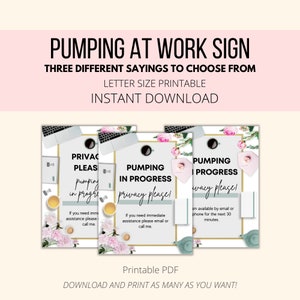 Pumping In Progress Door Sign Printable, Pumping Sign For Work PDF, Lactation Room Sign For Working Mom, Pumping Do Not Disturb Sign image 2