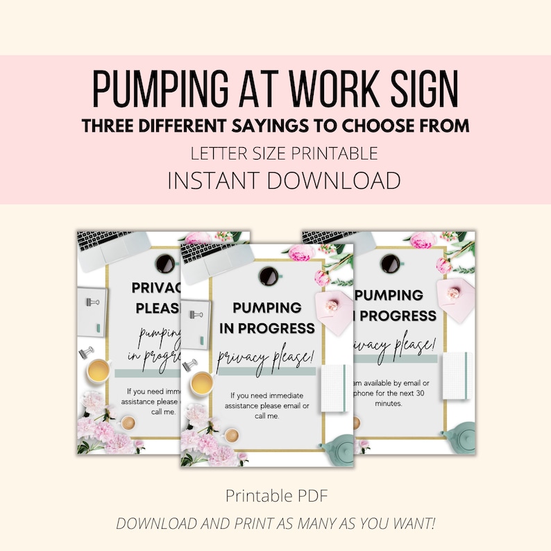 Pumping In Progress Door Sign Printable, Pumping Sign For Work PDF, Lactation Room Sign For Working Mom, Pumping Do Not Disturb Sign image 2