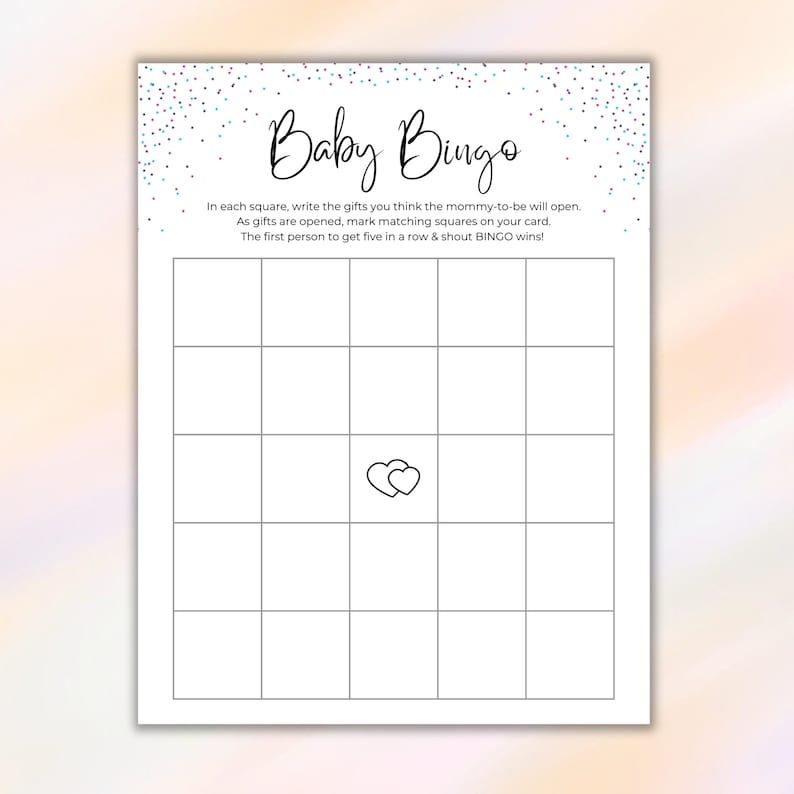 Baby Bingo Blank Shower Game Printable, Baby Shower Bingo Cards ...