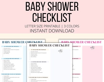 Baby Shower Checklist Printable, Baby Shower Planner PDF, Baby Shower List Template, Baby Shower Event Host Organizer Digital Download