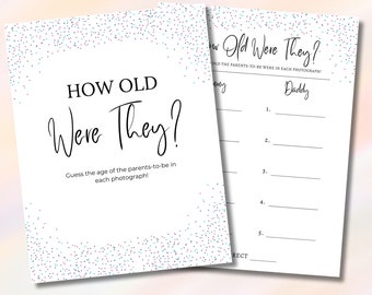 How Old Were The Parents To Be Baby Shower Game Printable, Guess The Parents Age Baby Shower Activity Planner Download PDF, Guess Their Age