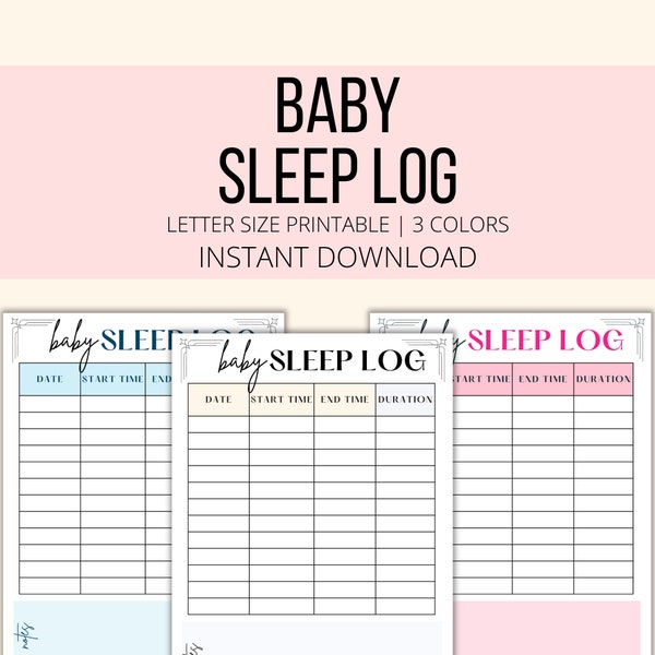 Baby Sleep Log PDF, Baby Sleeping Tracker, Baby Sleep Printable, Newborn Sleep, Sleep Tracker For Babies, Sleeping Log For Babies