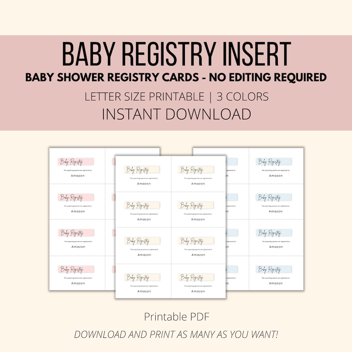 Baby Registry Inserts Printable Baby Registry Card PDF Baby Etsy
