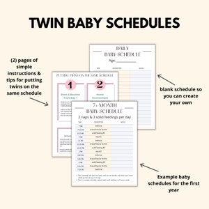 Twin Schedule Printable, Twin Schedules Tracker PDF, Twin Feeding & Sleeping Schedule Planner, Baby Twins Schedule Template image 2