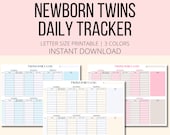 Newborn Twins Daily Tracker Printable, Twin Baby Tracker PDF, Newborn Twin Log, Twin Feeding Sleeping Schedule, Twin Mom Log, Nanny Tracker