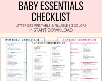 Baby Essentials Checklist Printable & Fillable PDF, Newborn Baby Registry Must Haves List, Pregnancy Planner Checklist Digital Download