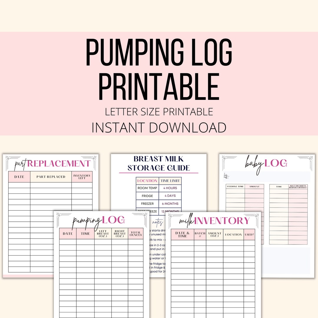 Pumping Log Printable, Pumping Tracker PDF, Pumping Diary, Pumping Mom ...