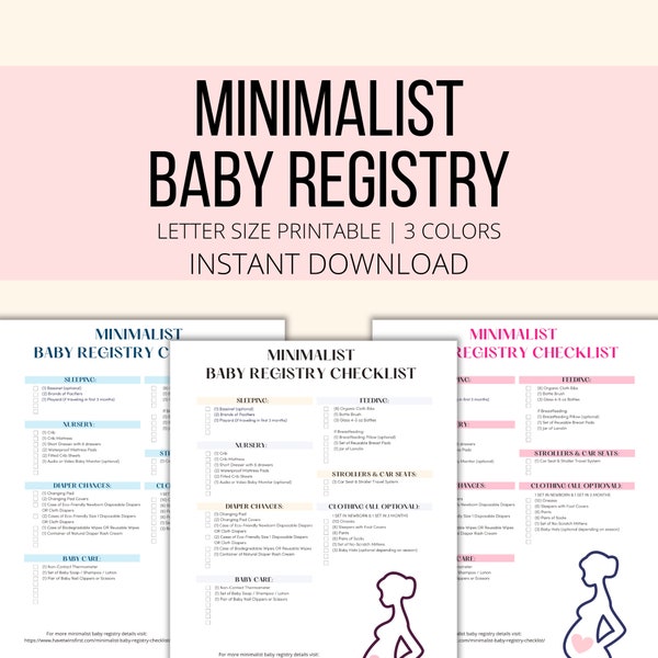 Minimalist Baby Registry Checklist Printable, Minimalist Pregnancy Planner Checklist Digital Download PDF, Simple Baby Shower Gifts