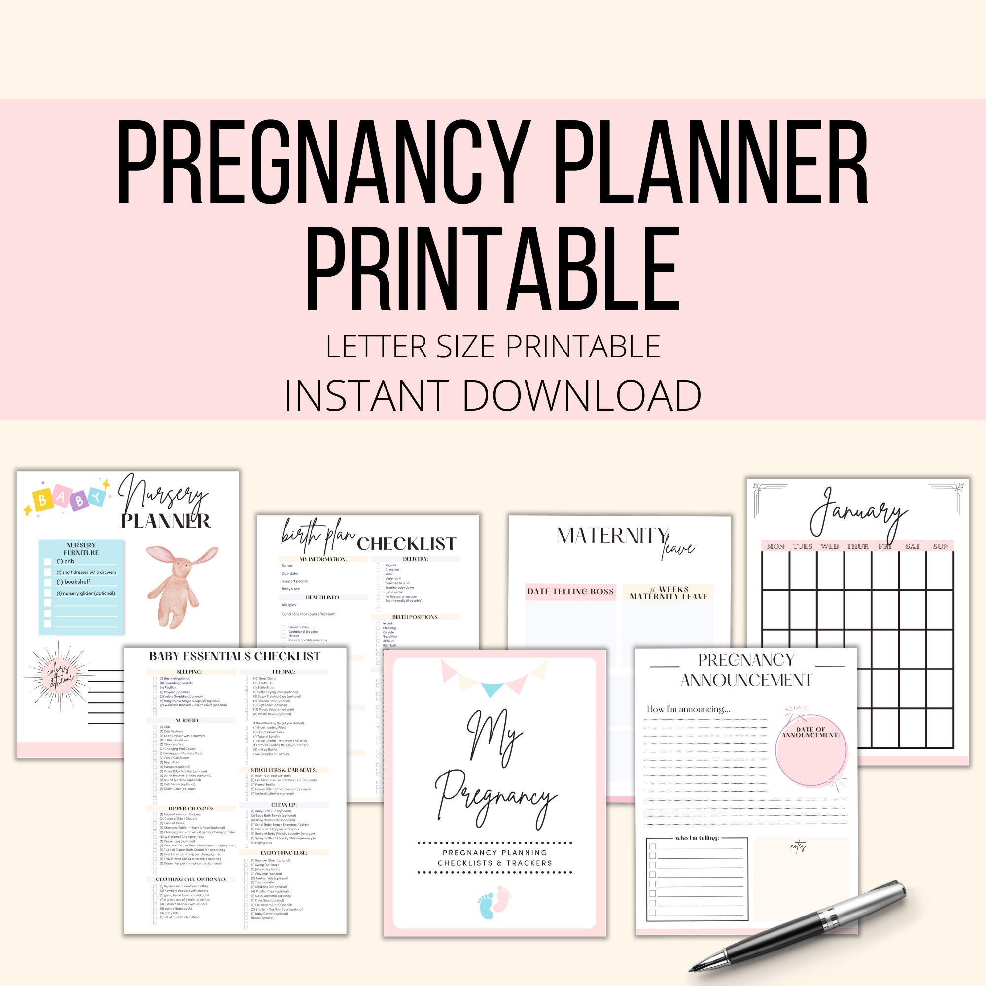 Pregnancy Printable Planner, Pregnancy Journal PDF, Pregnancy ...