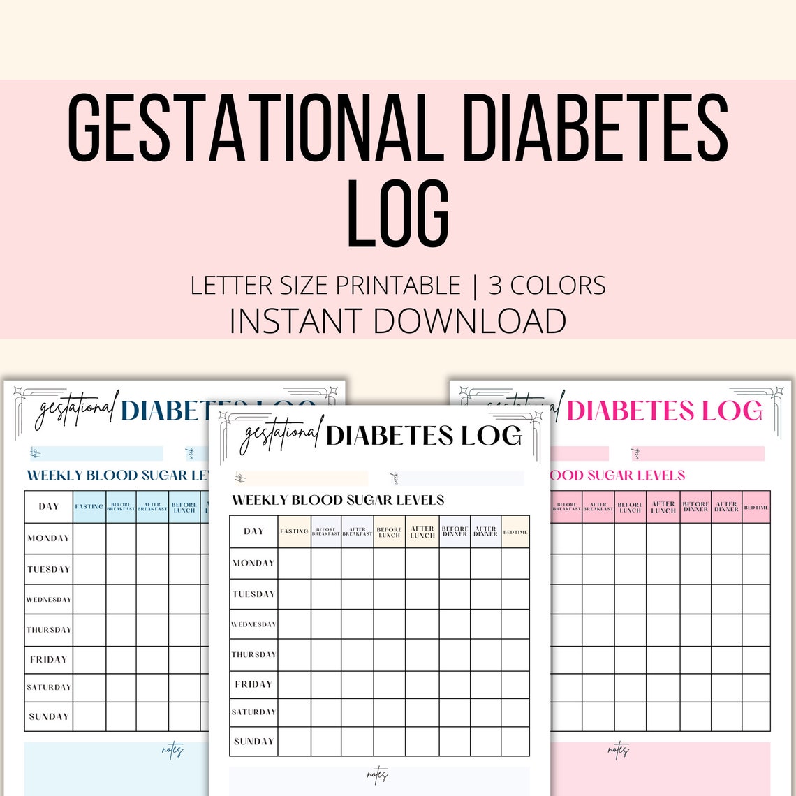 Gestational Diabetes Log Printable, Weekly Gestational Diabetes Tracker ...