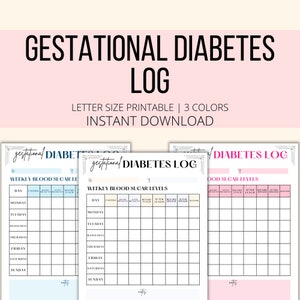 Gestational Diabetes Log Printable, Weekly Gestational Diabetes Tracker PDF, Pregnancy Planner Blood Sugar Log Digital Download