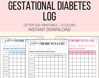 Gestational Diabetes Log Printable, Weekly Gestational Diabetes Tracker PDF, Pregnancy Planner Blood Sugar Log Digital Download