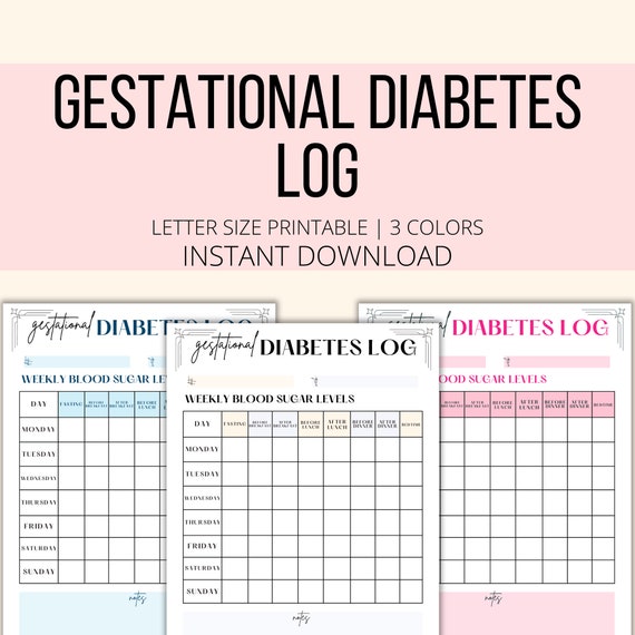 Gestational Diabetes Log Printable, Weekly Gestational Diabetes Tracker PDF, Pregnancy Planner Blood Sugar Log Digital Download