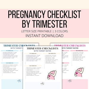 Lista de verificación trimestral Embarazo imprimible, Rastreador de embarazo Lista de tareas pendientes PDF, Primer segundo tercer trimestre Planificador de embarazo Descarga digital