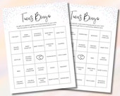 Twins Bingo Baby Shower Game Printable, Prefilled Twin Babies Baby Shower Bingo Download, Twin Baby Bingo Cards Shower Planner Activity PDF