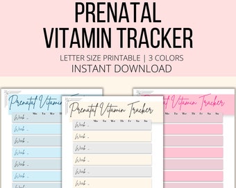 Prenatal Vitamins Tracker Pregnancy Printable, Daily Weekly Pregnancy Vitamin Log PDF, Pregnancy Supplement Planner Digital Download