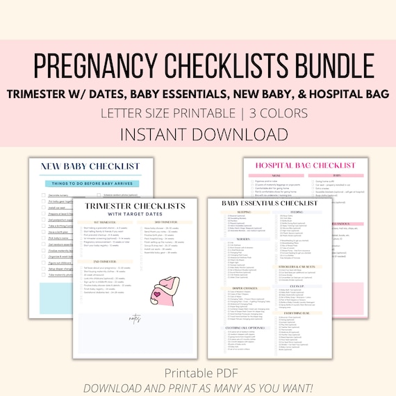 Pregnancy Checklist Printable Bundle Expecting Mom List - Etsy