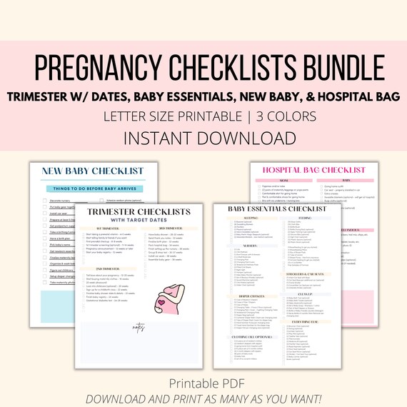 Pregnancy Checklist Printable Bundle Expecting Mom List - Etsy