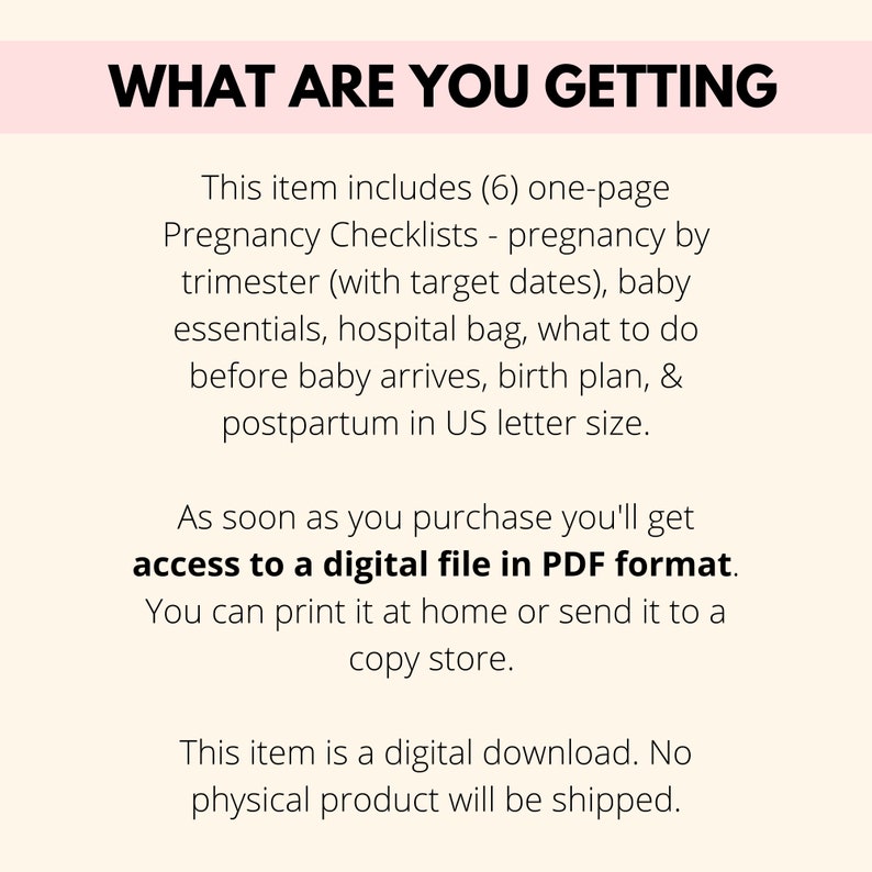 Schwangerschafts-Checklisten-Bundle zum Ausdrucken, Schwangerschaftsplaner-To-Do-Listen als PDF, Schwangerschaftsplanung digitaler Download, Checklisten für neue Mütter und Babys Bild 8
