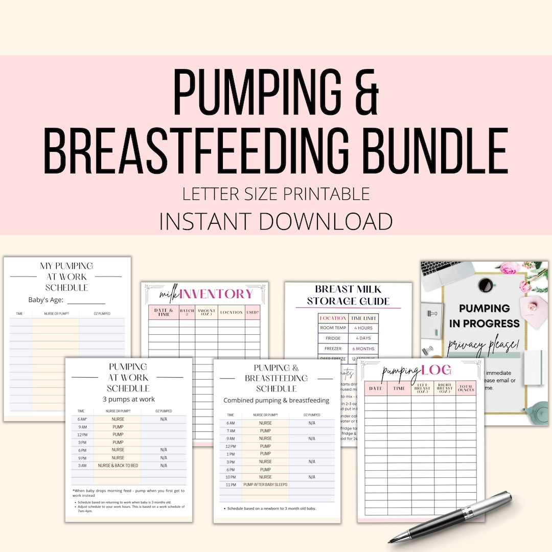 Pumping and Breastfeeding Printable Bundle, Working Pumping Mom Planner ...