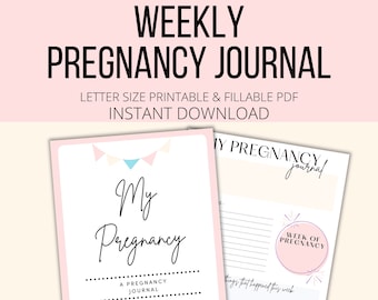 Weekly Pregnancy Journal Printable & Fillable PDF, Pregnancy Planner Diary, Pregnancy Tracker, Pregnancy Gift Digital Download