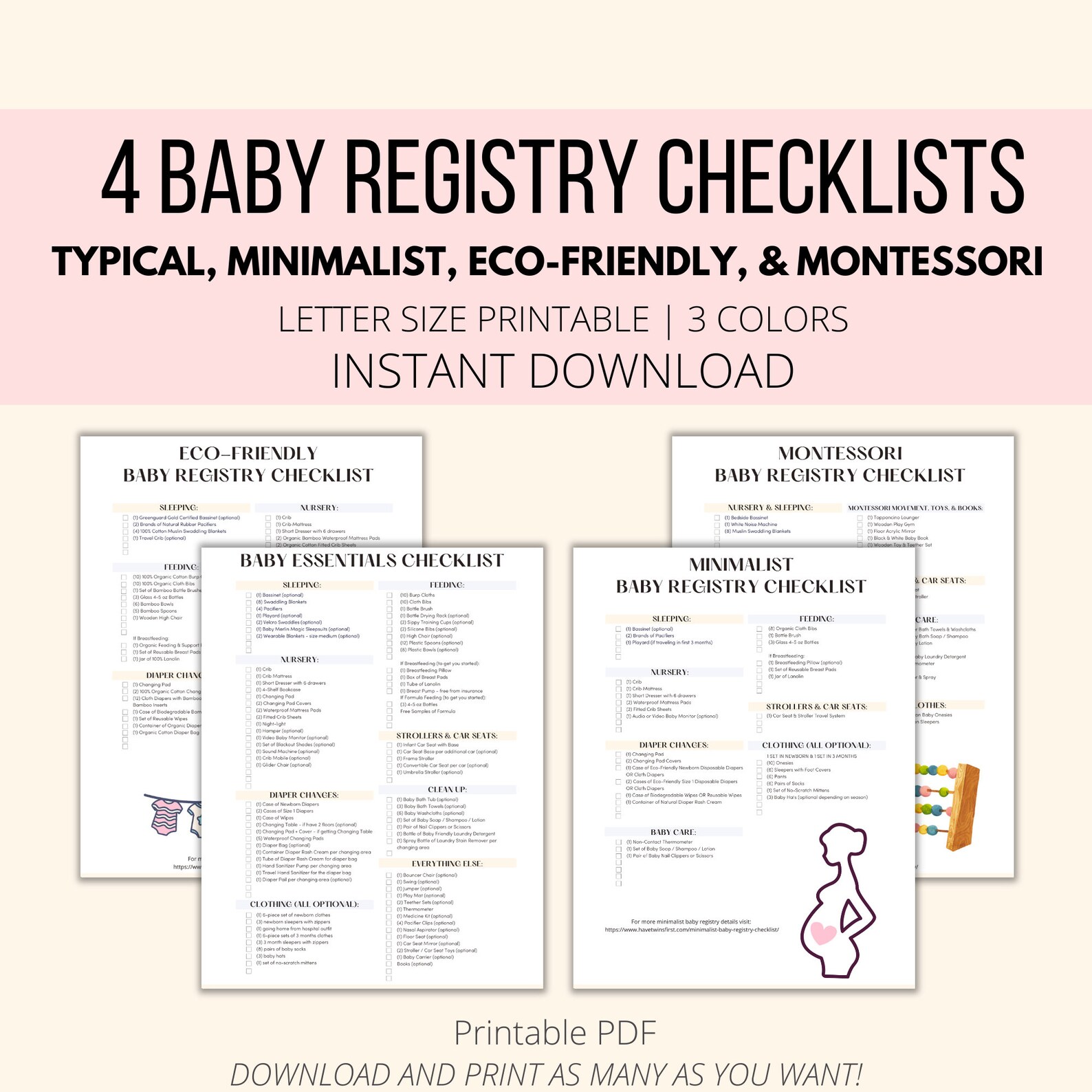 Baby Registry Checklists Bundle Minimalist Baby Registry Etsy
