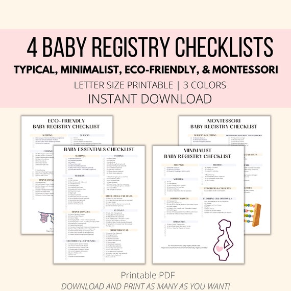 Baby Registry Checklists Bundle Minimalist Baby Registry - Etsy