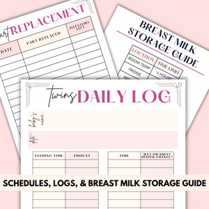 Pumping Schedules & Logs For Twins Printable, Twin Baby Pumping Planner PDF, Exclusive Pumping For Twins Charts, Twin Mom Pumping Tracker image 4