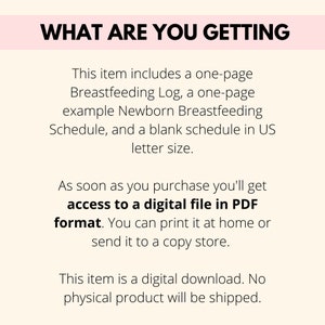 Breastfeeding Log Printable, Newborn Baby Breastfeeding Schedule PDF, Daily Baby Log For Breastfeeding, Breastfeeding Tracker image 4