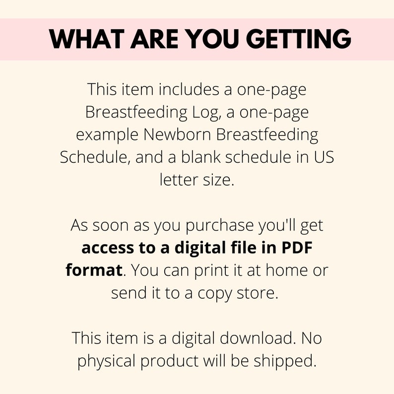 Breastfeeding Log Printable, Newborn Baby Breastfeeding Schedule PDF, Daily Baby Log For Breastfeeding, Breastfeeding Tracker image 4