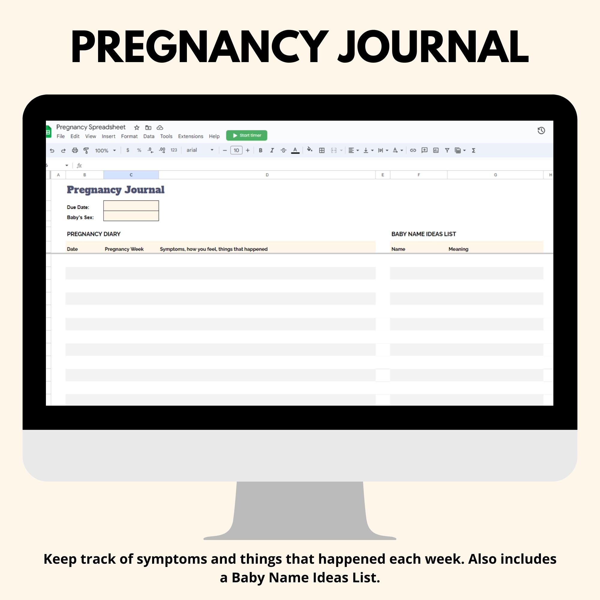 Pregnancy Excel Spreadsheet, Pregnancy Planner Excel Template ...