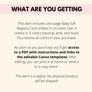 Baby Gift Registry Card Editable Template, Baby Shower Enclosure Card ...