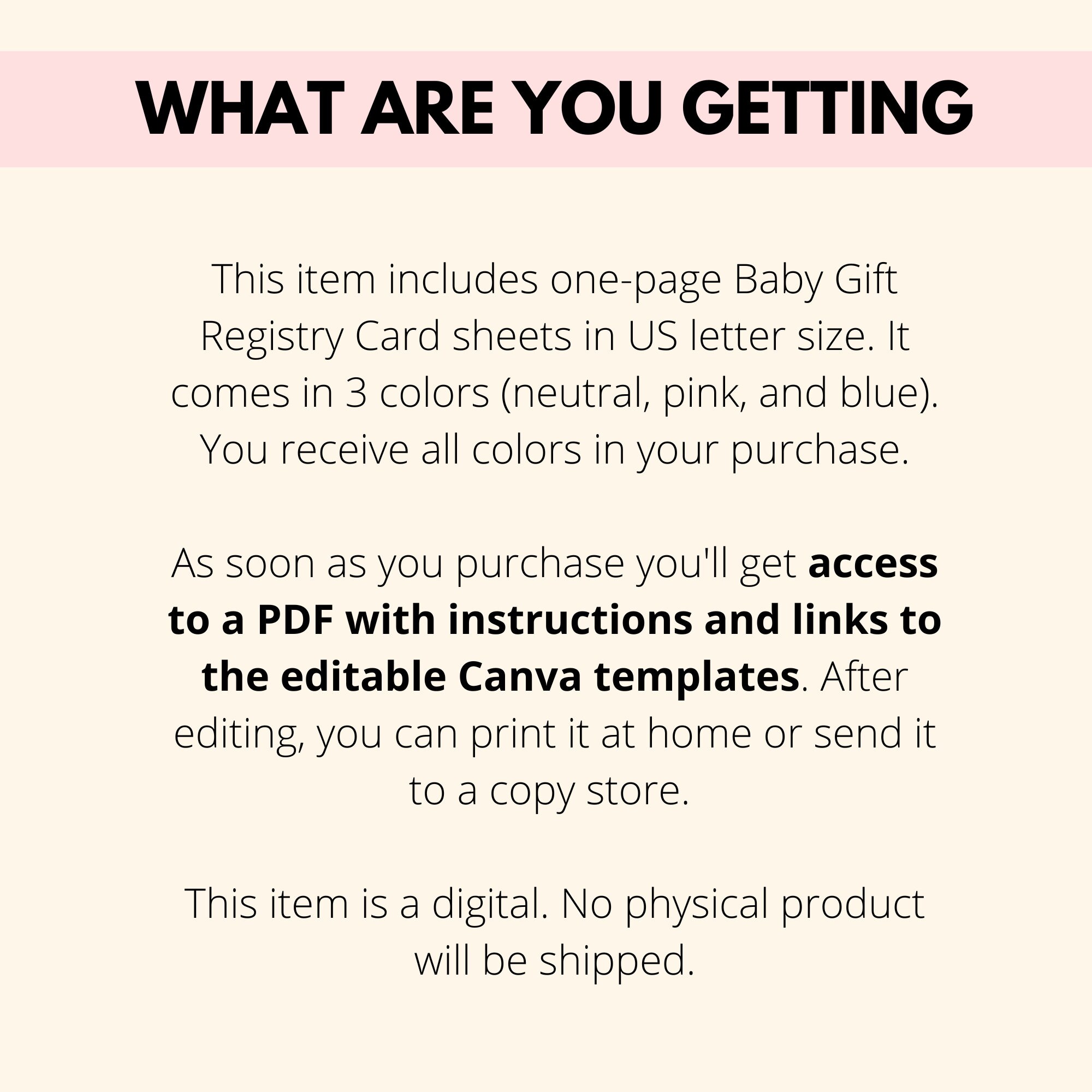 Baby Gift Registry Card Editable Template, Baby Shower Enclosure Card ...