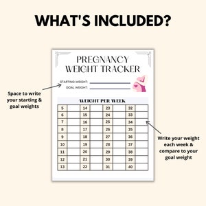 Pregnancy Weight Tracker Printable, Pregnancy Weight Gain Chart PDF, Pregnancy Weight Planner Digital Download, Pregnancy Weight Template image 2